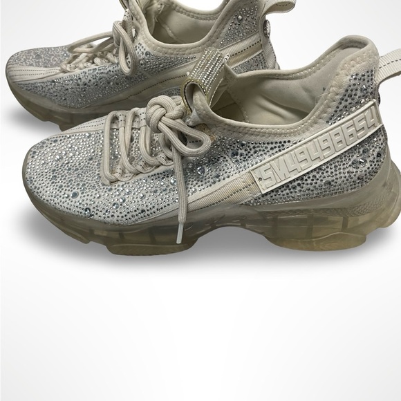 Steve Madden White bejeweled sneakers Maxima NY90 women’s size 10 - Picture 4 of 7